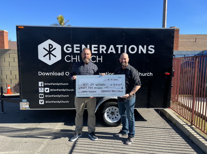 Generations Church donated $7,500 to the Acts 29 church planting fund. 