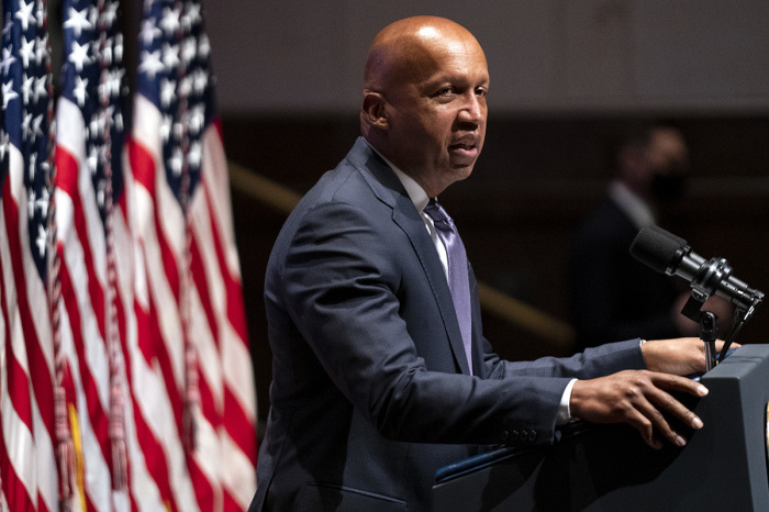 Bryan Stevenson, founder and executive director of the Equal Justice Initiative, addresses the National Prayer Breakfast at the U.S. Capitol on Feb. 3, 2022, in Washington, D.C. 