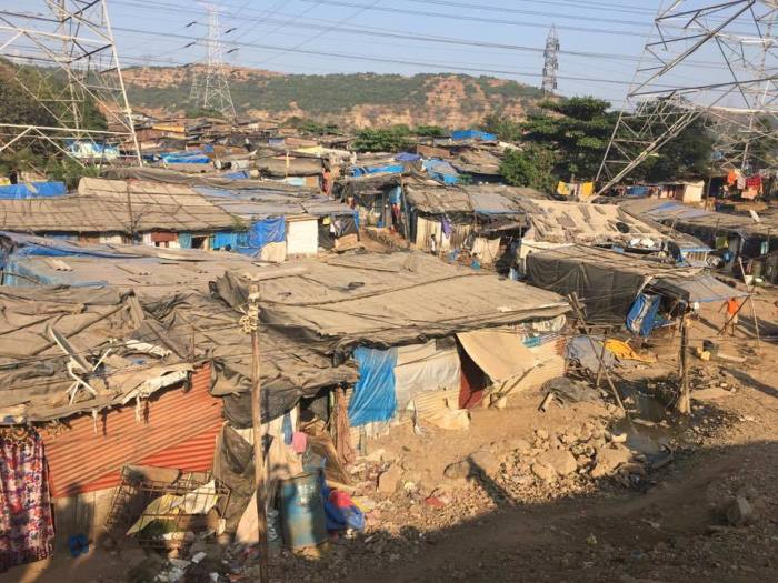 An impoverished community on the outskirts of Mumbai, India 