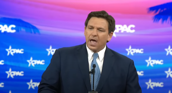 Florida Gov. Ron DeSantis addresses the crowd at the 2022 Conservative Political Action Conference in Orlando, Feb. 24, 2022.