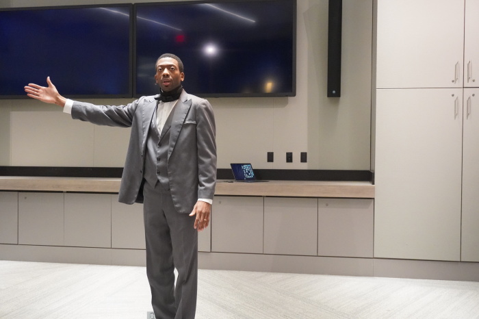 Jeremiah Dew impersonates Frederick Douglass at the Museum of the Bible in Washington, D.C. on Feb. 24, 2022, for Black History Month. 