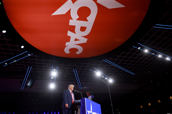 Former U.S. President Donald Trump speaks during the Conservative Political Action Conference (CPAC) at The Rosen Shingle Creek on February 26, 2022 in Orlando, Florida. CPAC, which began in 1974, is an annual political conference attended by conservative activists and elected officials. 