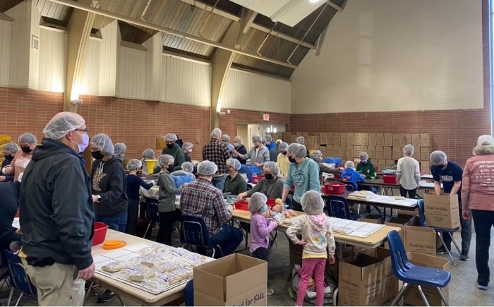 Bethel Lutheran Church of Rochester, Minnesota, hosted a meal-packing event on Saturday, March 12, 2022, to help a charity called Food for Kidz. Over 200 volunteers packed around 100,000 meals for the needy, with help coming from three other local congregations. 