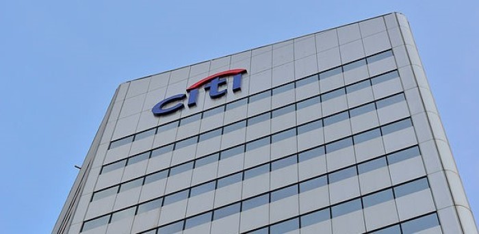 The Citi logo atop Citigroup Place in Toronto, Ontario, Canada.