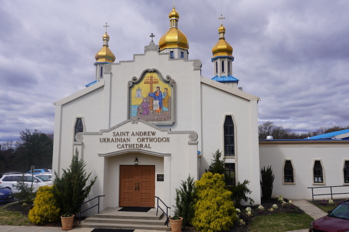Saint Andrew Ukrainian Orthodox Cathedral in Colesville, Maryland held a bazaar fundraiser on March 20, 2022, in which members of the parish and people from the community gathered to sell homemade items, clothing, jewelry, flags, art work, glass and wooden figurines, and a variety of other valuables to raise money for Ukraine amid the Russian invasion.