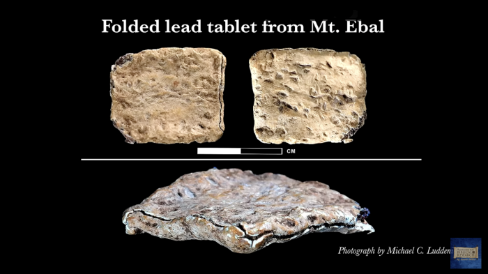 Associates for Biblical Research announce the discovery of a formulaic curse inscription recovered on a small, folded tablet during a presentation at the Lanier Theological Library in Katy, Texas, on March 24, 2022. 