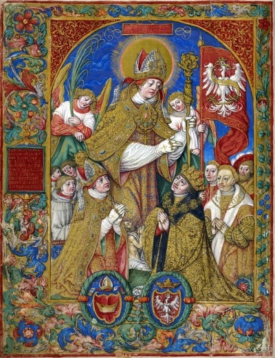 Saint Stanislaus (1030-1079), a Polish bishop who was martyred for objecting to the unjust actions of Polish King Boleslaus II. 