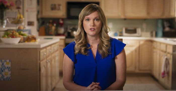 Mother of two Amber Briggle accuses supporters of legislation banning the prescription of puberty blockers and cross-sex hormones for trans-identified children of working to 'tear families apart' in a public service announcement released by GLAAD that will soon air on channels owned by the Walt Disney Company, April 3, 2022.