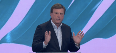 Pastor Jimmy Evans, who was the lead apostolic senior pastor at Gateway Church in Southlake, Texas, preached a sermon at Fellowship Church in Grapevine, Texas, on April 10, 2022.