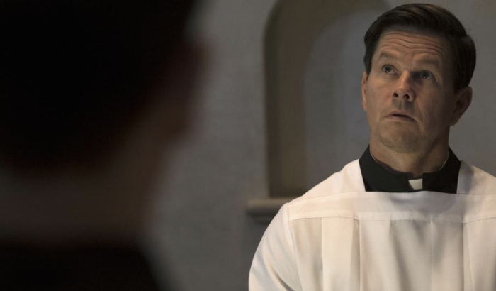 Mark Wahlberg and Mel Gibson star in 'Father Stu.'