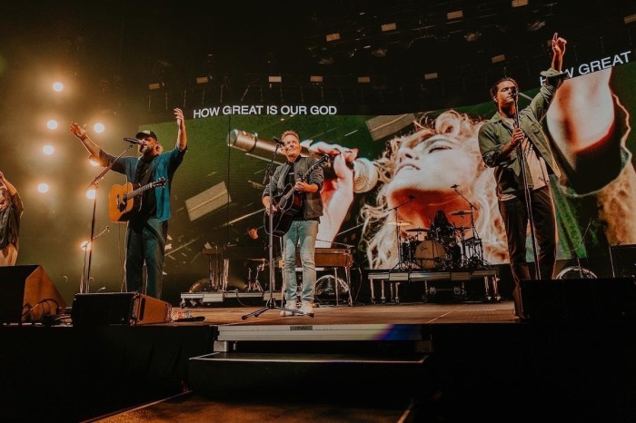 Hillsong United and Chris Tomlin perform in Orlando, Florida, on April 10, 2022. 