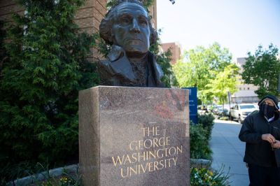 The campus of George Washington University is seen as classes were canceled due to the coronavirus pandemic, in Washington, DC, May 7, 2020. 