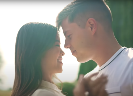 Lawson Bates and Tiffany Espensen in the music video "Crazy Love," Mar 24, 2022