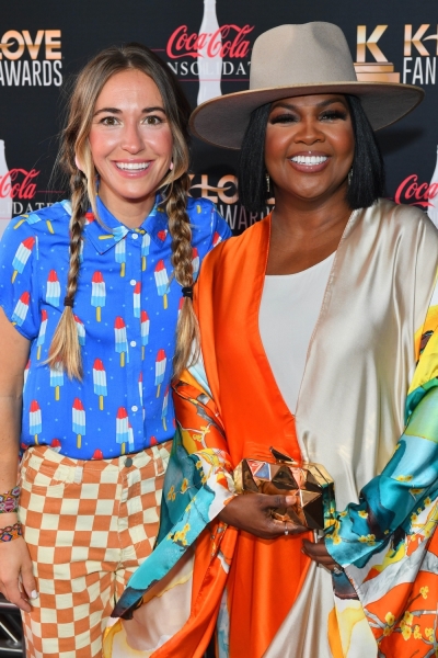 Lauren Daigle and CeCe Winans appear at the 2022 K-LOVE Fan Awards in Nashville, Tennessee.