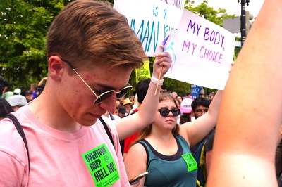 Pro-choice activists joined together in front of the Supreme Court of the United States in Washington D.C. for a rally following the Dobbs v. Jackson Women's Health Organization decision, June 24, 2022. 