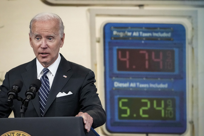President Joe Biden speaks about gas prices in the South Court Auditorium at the White House campus on June 22, 2022, in Washington, D.C. 