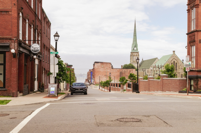 A view of Saint John, New Brunswick, looking toward Trinity Church. 