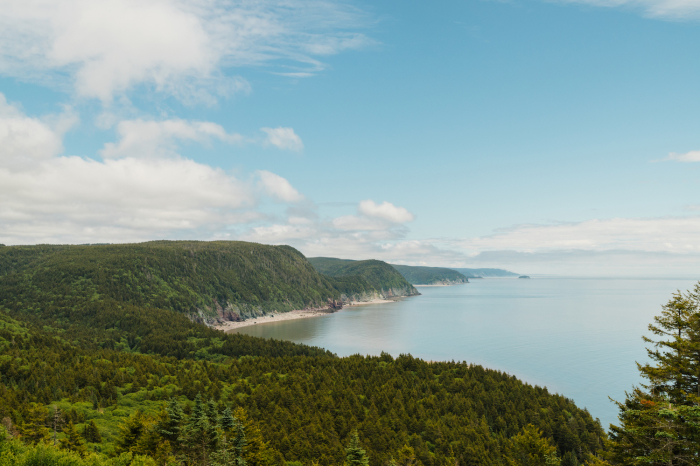 A coastal view of the Bay of Fundy, near St. Martin’s, New Brunswick. 