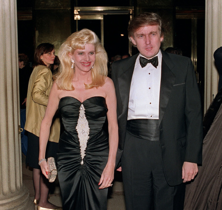 Billionaire Donald Trump and his wife Ivana arrive at a social engagement in New York on Dec. 4, 1989.