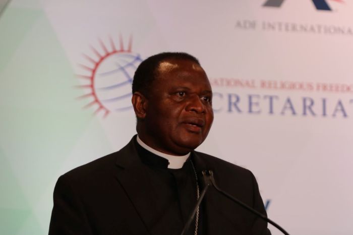 Bishop Jude Arogundade of the Roman Catholic Diocese of Ondo, Nigeria, speaks at the 2022 International Religious Freedom Summit in Washington, D.C.