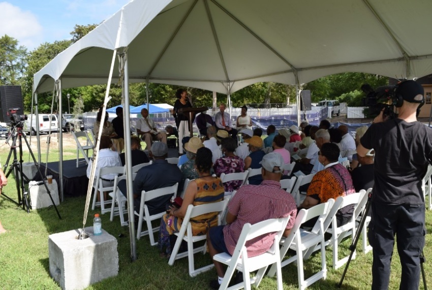 An ancestral blessing ceremony is held at the site of the historic First Baptist Church of Williamsburg, Virginia, on July 18, 2022.
