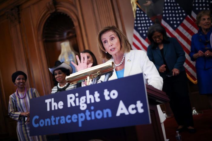 U.S. Speaker of the House Nancy Pelosi (D-CA) speaks during an event on Capitol Hill on July 20, 2022, in Washington, D.C., to promote a bill that would codify the right to access and use FDA-approved contraceptives. 