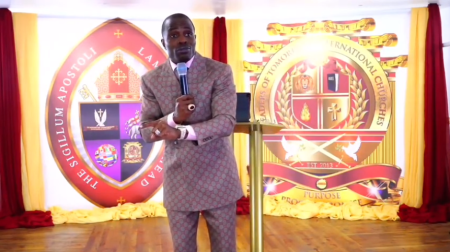 Bishop Lamor Whitehead preaches at Leaders of Tomorrow International Ministries in New York City.