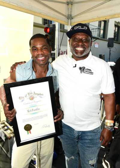 Kirk Franklin with Pastor Troy Vaughn, President & CEO of LA Mission, July 25, 2022