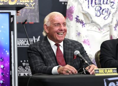 American wrestler Ric Flair attends a press conference where July 31rst is declared “Ric Flair Day” in Music City at Nashville Fairgrounds on June 23, 2022 in Nashville, Tennessee. 