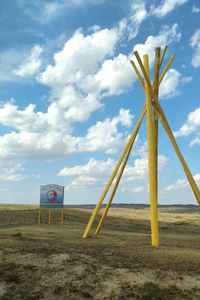 A sign for The Dream Center of Wings as Eagles Ministries, a nondenominational ministry located at the Pine Ridge Indian Reservation in South Dakota. 