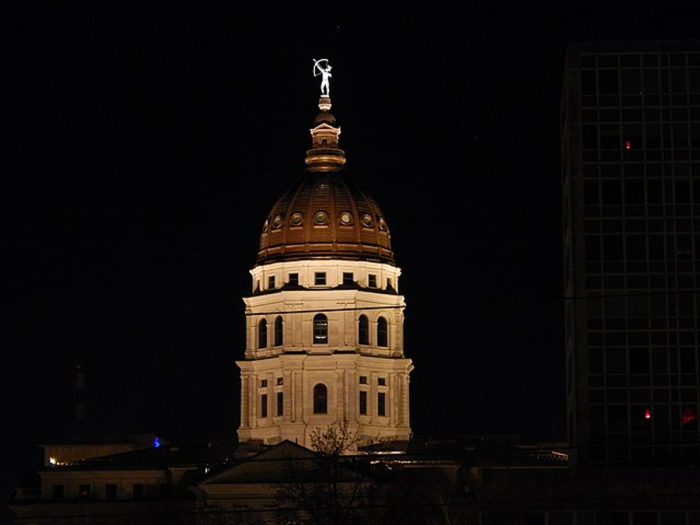 The dome and rotunda of the Kansas State Capitol in Topeka, Kansas. 