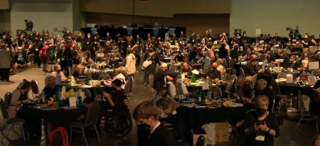 Delegates gather for the afternoon plenary session of the Evangelical Lutheran Church in America Churchwide Assembly in Columbus, Ohio, on Aug. 11, 2022. 