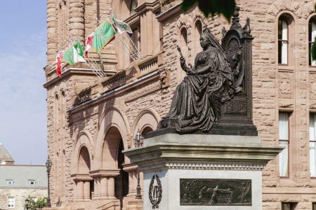 The monument to Queen Victoria outside the Ontario Legislative Building at Queen’s Park in Toronto.