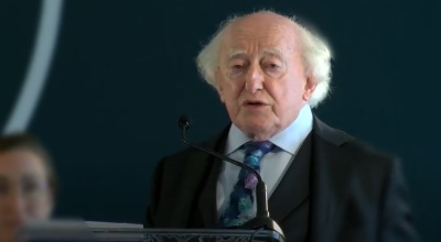 Michael Higgins, president of the Republic of Ireland, giving a speech in July 2022. 