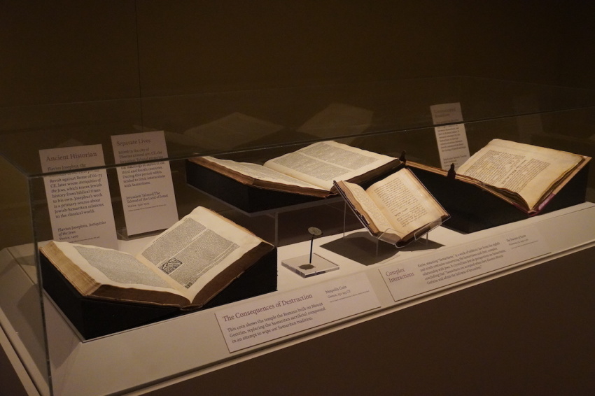 Ancient Samaritan texts are displayed at the Museum of the Bible on Sept. 15, 2022.