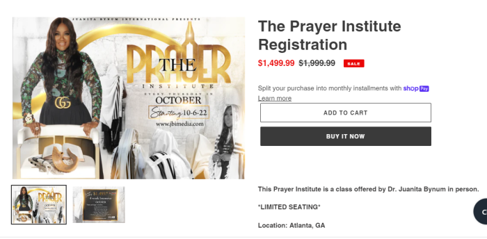 Juanita Bynum's prayer course.