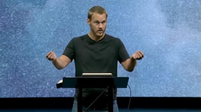 David Platt preaches a sermon before a young adult gathering at Watermark Community Church in Dallas, Texas, on Sept 14, 2022. .