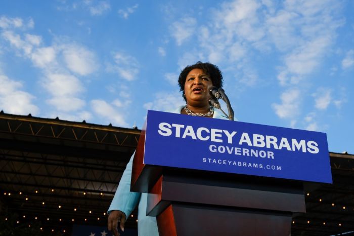 Georgia gubernatorial Democratic candidate Stacey Abrams speaks during a campaign rally on March 14, 2022, in Atlanta, Georgia. 