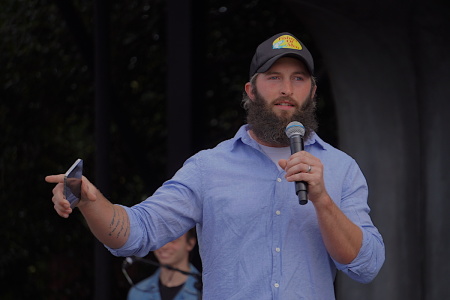 Evangelist Shane Winnings speaks at the March For The Martyrs in Washington, D.C., Sept. 24, 2022.