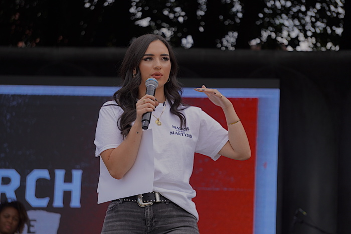 Gia Chacon, the founder of For The Martyrs, speaks at the 2022 March For The Martyrs in Washington, D.C., on Sept. 24, 2022.