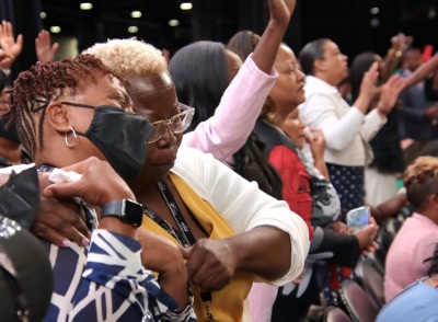 More than 20,000 people gather in Atlanta, Georgia, for Bishop T.D. Jakes’ final Woman, Thou Art Loosed annual Conference in September 2022. 