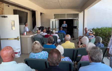 Members of Southwest Baptist Church in Fort Myers, Florida, worshiped on Oct. 2, 2022, in the aftermath of Hurricane Ian.