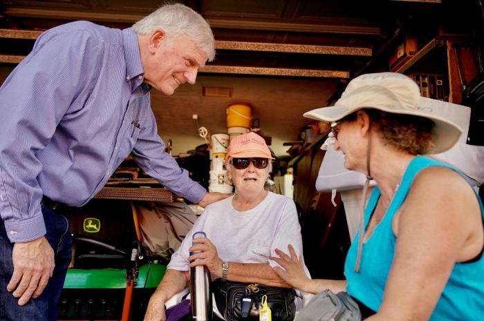 Franklin Graham, CEO of Samaritan's Purse, meets with victims of Hurricane Ian in southwest Florida, Oct. 6, 2022.