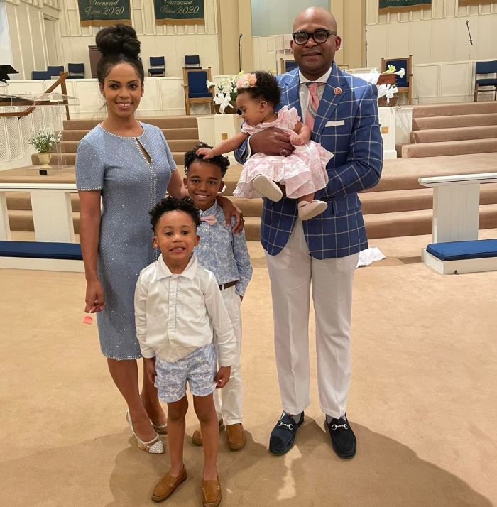 The Rev. Willie Boyd Jr., pastor of Greenwood CME Church, pictured with his family.