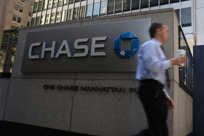 A Chase sign is viewed at the company's New York headquarters on May 11, 2012, in New York City.