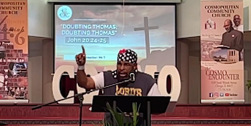 Guest Preacher Mr. T. preaches at Cosmopolitan Community Church, in Chicago, Illinois, on Oct. 9, 2022.