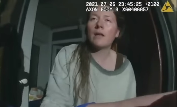 Police body camera footage shows Jemma Mitchell's arrest for the murder of Mee Kuen Chong in 2021.