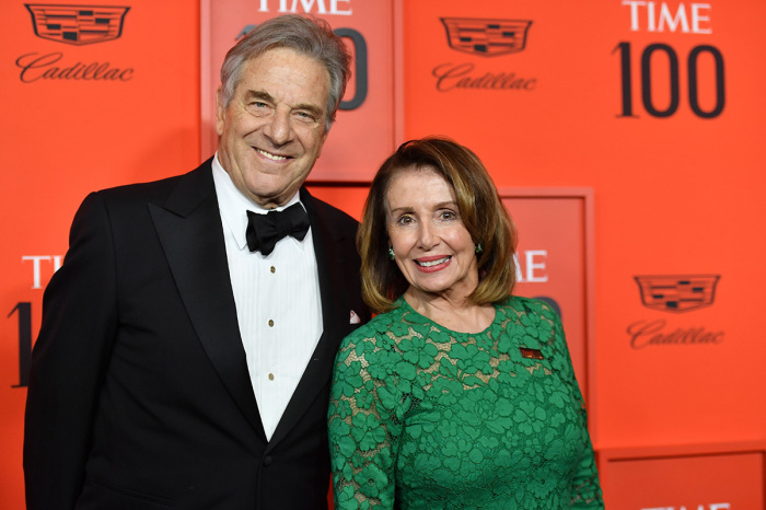 Speaker of the United States House of Representatives Nancy Pelosi and her husband Paul Pelosi arrive on the red carpet for the Time 100 Gala at the Lincoln Center in New York on April 23, 2019. 