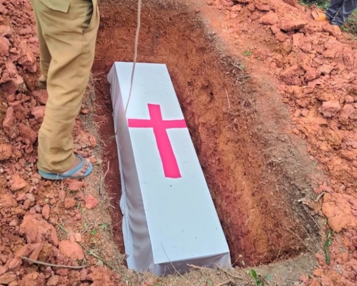 The body of Pastor Seetoud is burried on Oct. 24, 2022, in Laos. 