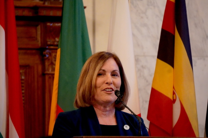 Institute For Women's Health President Valerie Huber speaks at the 2022 Commemoration of the Geneva Consensus Declaration held in the Kennedy Caucus Room at the Russell Senate Office Building on Capitol Hill, Washington, D.C., Nov. 17, 2022.